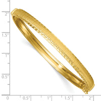 14k Polished Diamond-cut Textured Hinged 5.25mm Bangle Bracelet-DB760