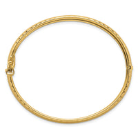 14k Polished Diamond-cut Textured Hinged 11.75mm Bangle Bracelet-DB762