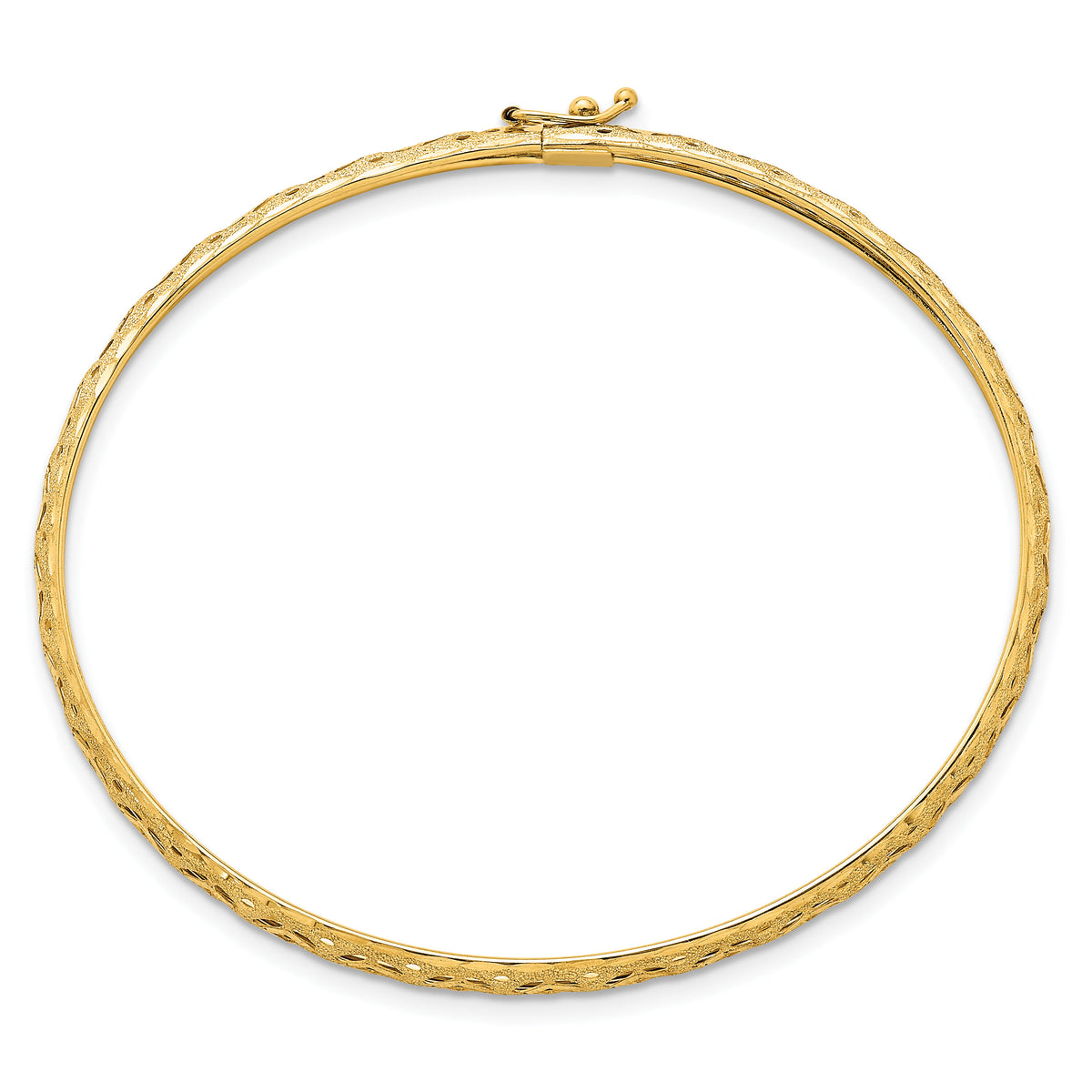 14k Polished Laser and Diamond-cut 6.15mm Fancy Design Bangle-DB763