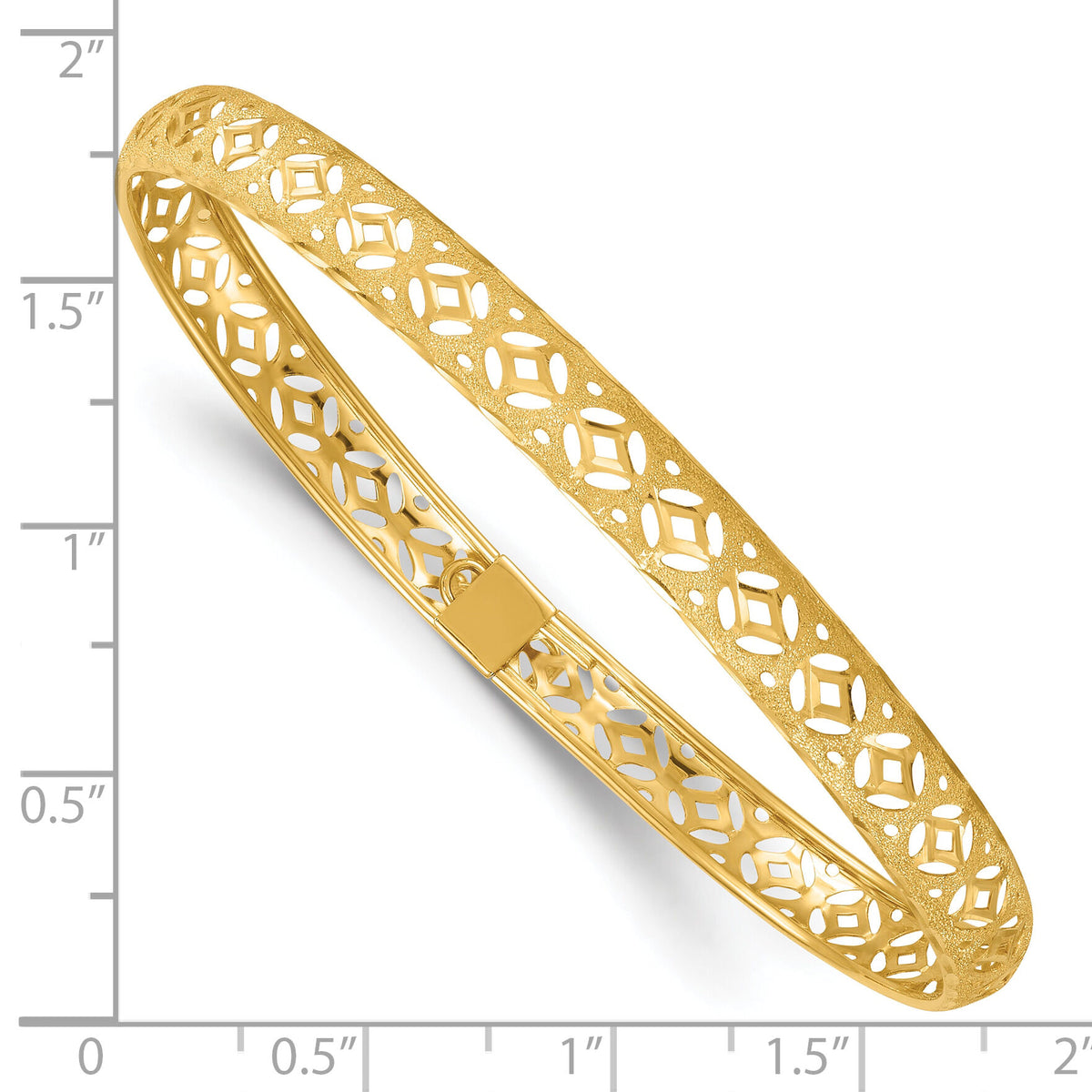 14k Polished Laser and Diamond-cut 6.15mm Fancy Design Bangle-DB763
