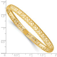 14k Polished Laser and Diamond-cut 6.15mm Fancy Design Bangle-DB763