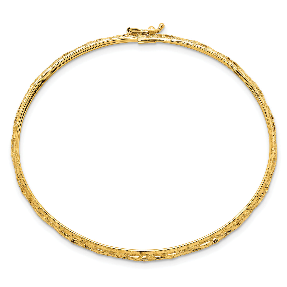 14k Polished Laser and Diamond-cut 6.15mm Fancy Design Bangle-DB764