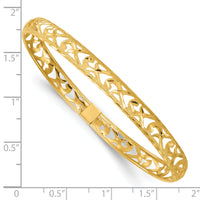 14k Polished Laser and Diamond-cut 6.15mm Fancy Design Bangle-DB764