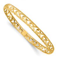 14k Polished Laser and Diamond-cut 6.15mm Fancy Design Bangle-DB764