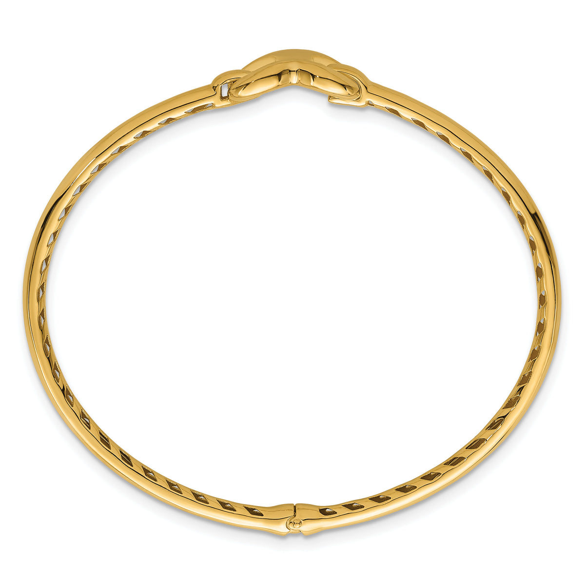14k Polished Heart Hinged Bangle Bracelet-DB765