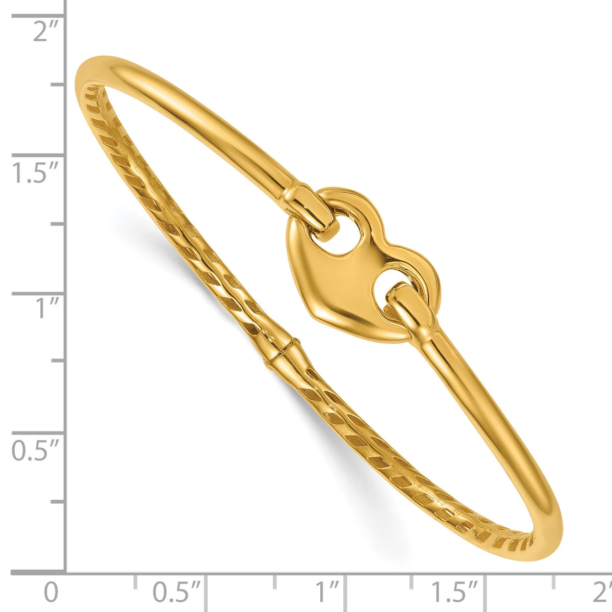 14k Polished Heart Hinged Bangle Bracelet-DB765