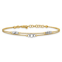 14K Two-Tone Polished Diamond-cut Double 7in w/1in ext. Bracelet-DB767