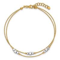 14K Two-Tone Polished Diamond-cut Double 7in w/1in ext. Bracelet-DB767