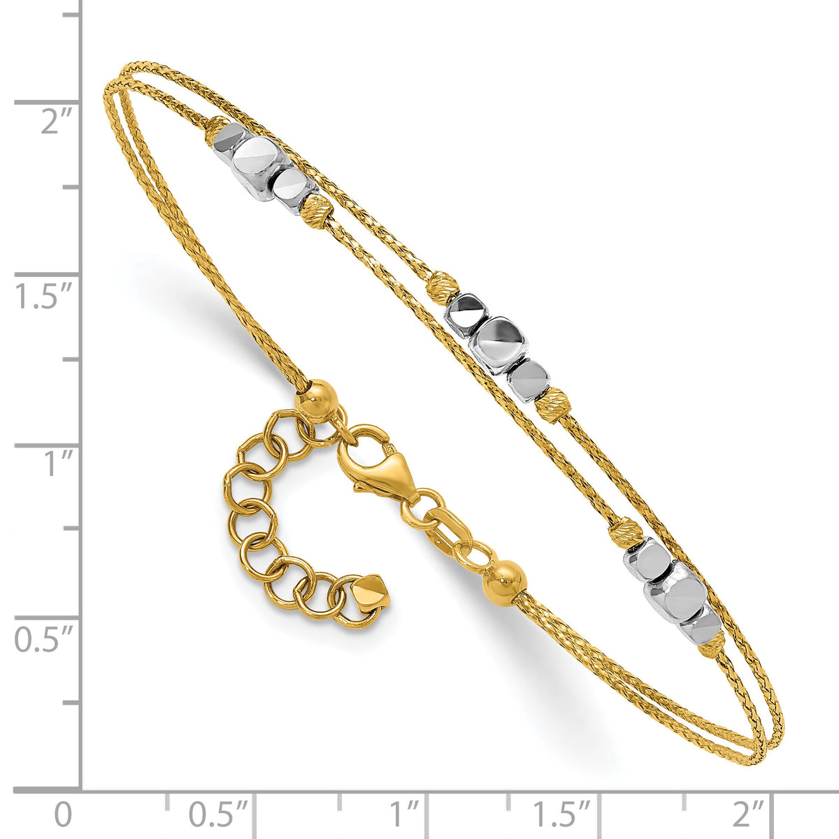 14K Two-Tone Polished Diamond-cut Double 7in w/1in ext. Bracelet-DB767
