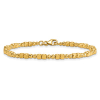 14K Polished Diamond-cut and Beaded 7 Inch Bracelet-DB769