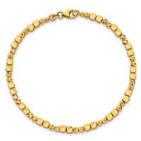 14K Polished Diamond-cut and Beaded 7 Inch Bracelet-DB769