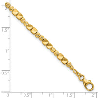 14K Polished Diamond-cut and Beaded 7 Inch Bracelet-DB769