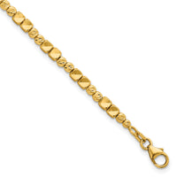 14K Polished Diamond-cut and Beaded 7 Inch Bracelet-DB769