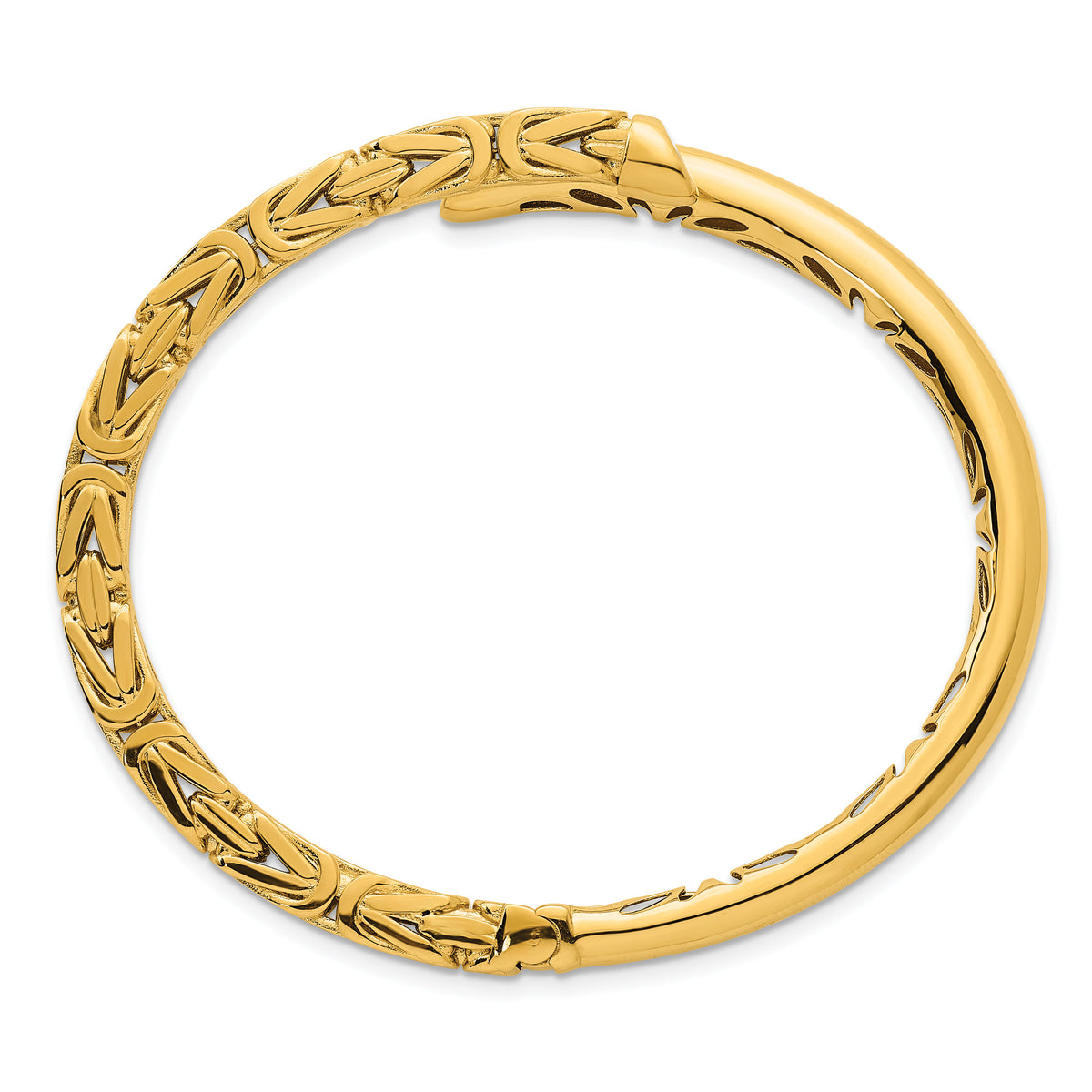 14k Polished Fancy Byzantine Hinged Cuff Bangle Bracelet-DB770