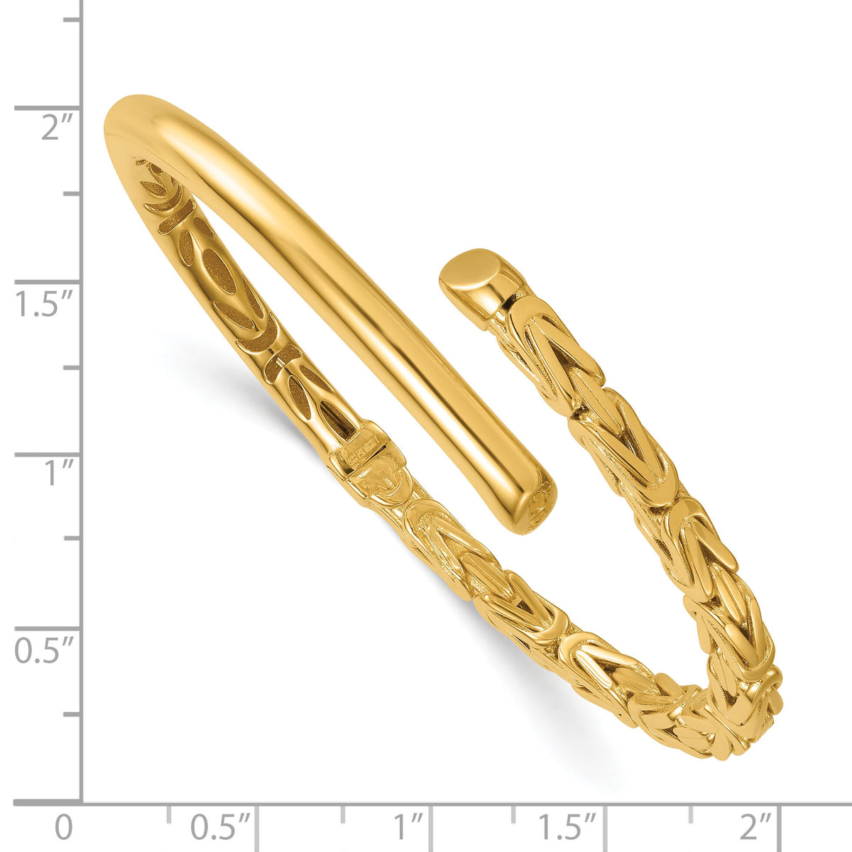 14k Polished Fancy Byzantine Hinged Cuff Bangle Bracelet-DB770