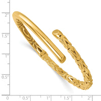 14k Polished Fancy Byzantine Hinged Cuff Bangle Bracelet-DB770
