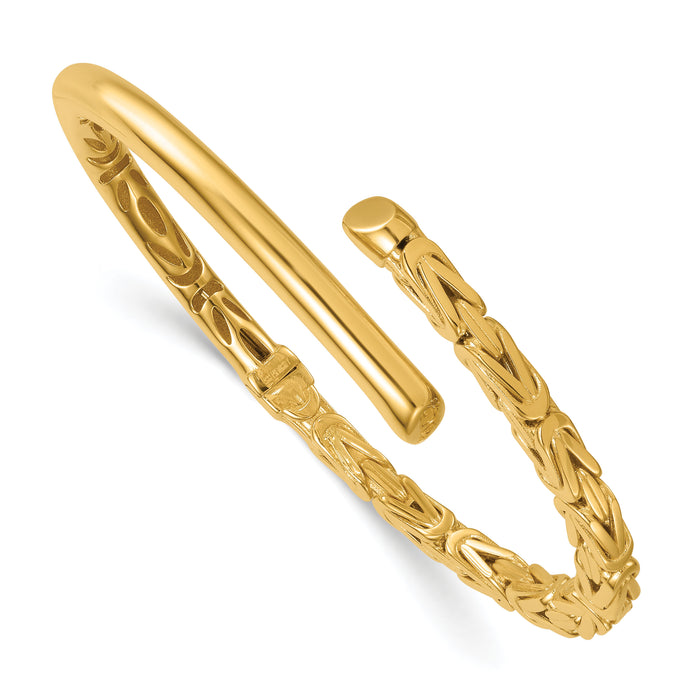 14k Polished Fancy Byzantine Hinged Cuff Bangle Bracelet-DB770