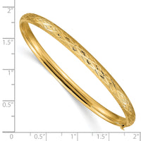 14k 3/16 Diamond-cut Fancy Hinged Bangle Bracelet-DB94