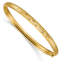 14k 3/16 Diamond-cut Fancy Hinged Bangle Bracelet-DB94