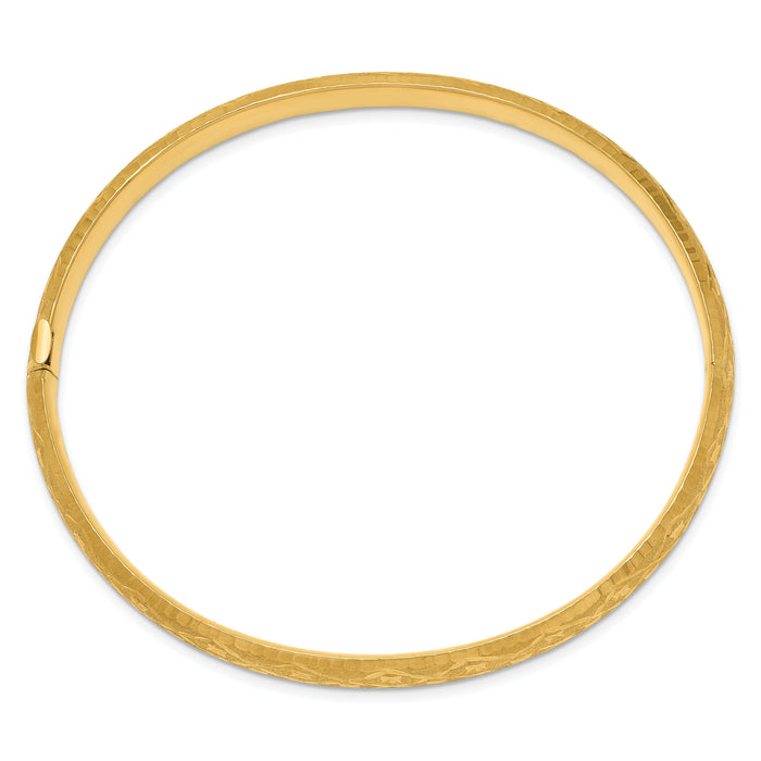14k 4/16 Diamond-cut Fancy Hinged Bangle Bracelet-DB95