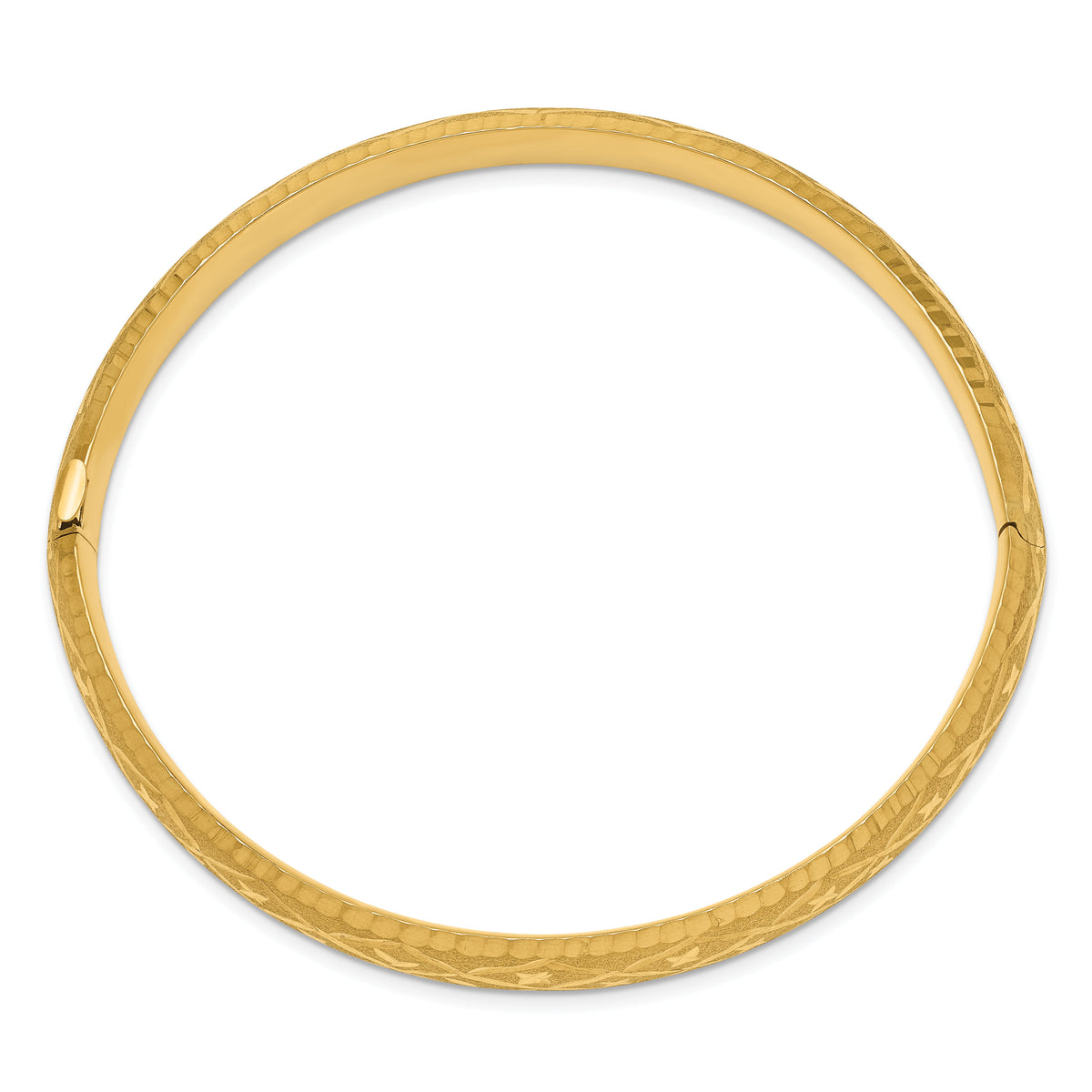 14k 5/16 Diamond-cut Fancy Hinged Bangle Bracelet-DB96