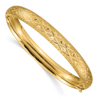 14k 5/16 Diamond-cut Fancy Hinged Bangle Bracelet-DB96