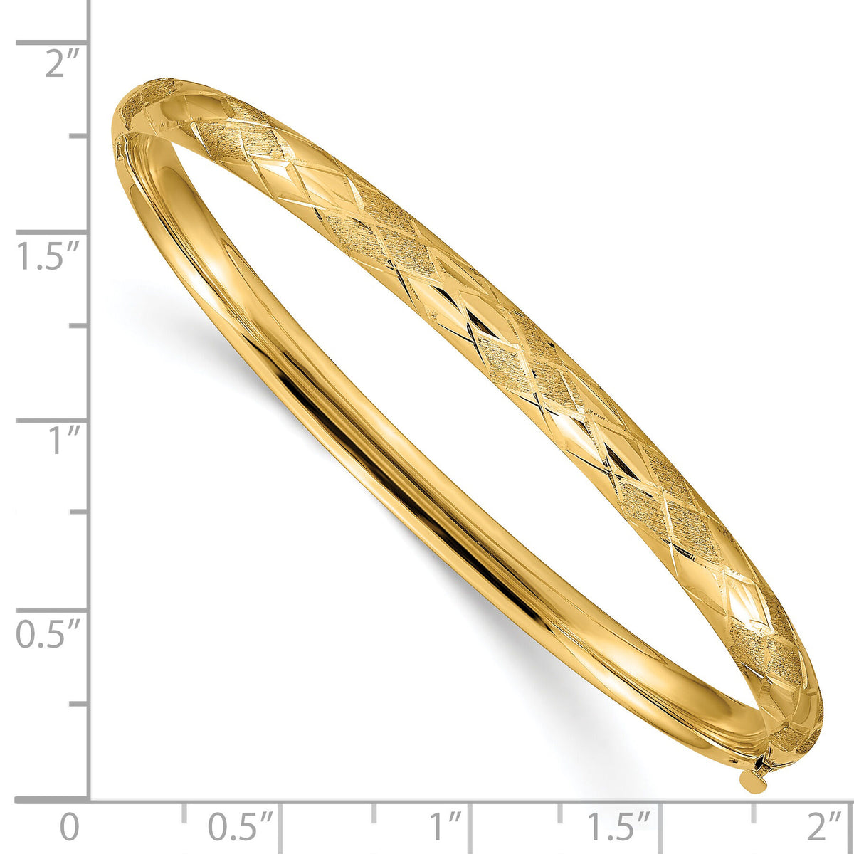 14k 3/16 Diamond-cut Fancy Hinged Bangle Bracelet-DB98