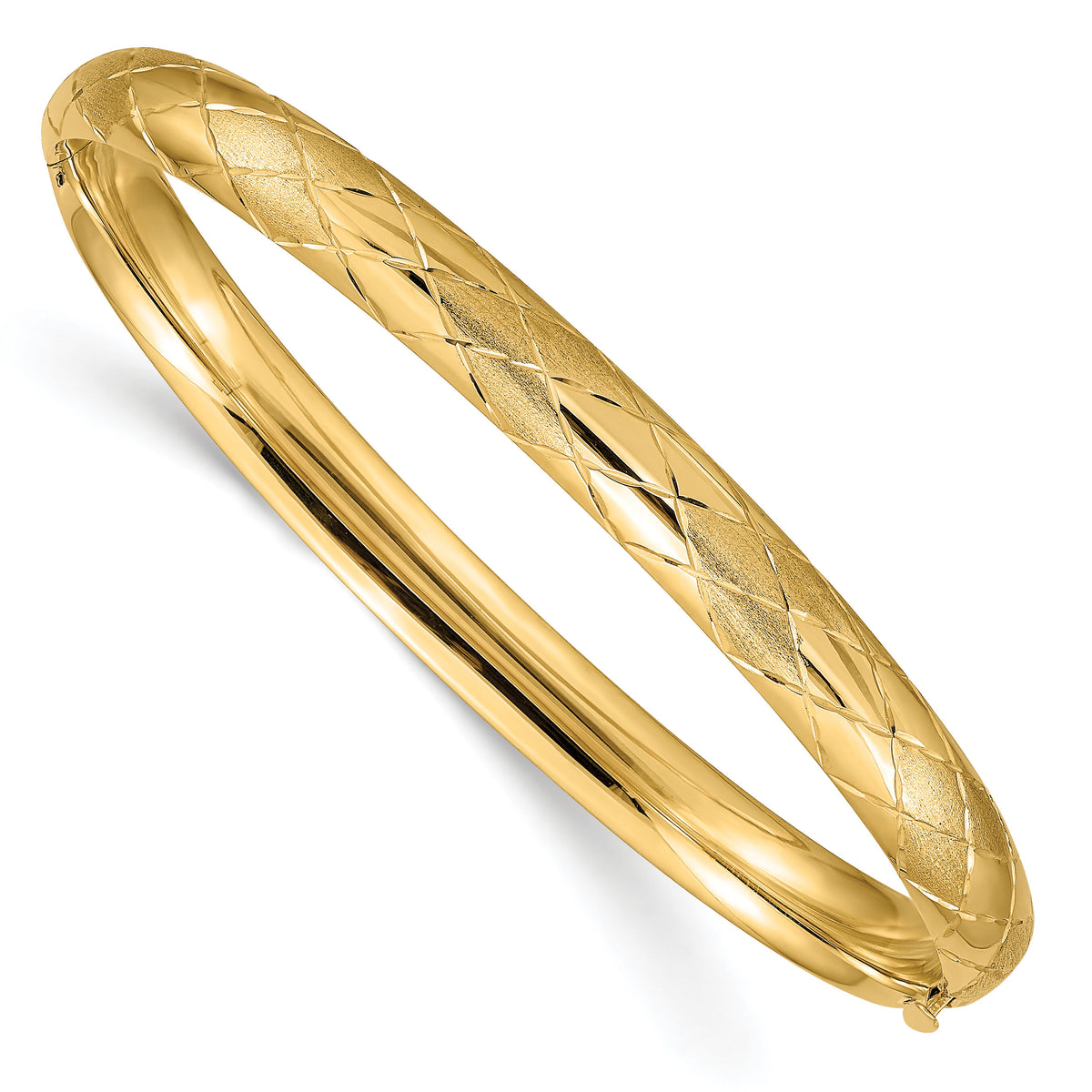 14k 4/16 Diamond-cut Fancy Hinged Bangle Bracelet-DB99
