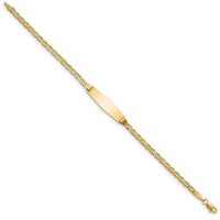 14k Semi-solid Soft Diamond Shape Anchor Link ID Bracelet-DCID105C-7