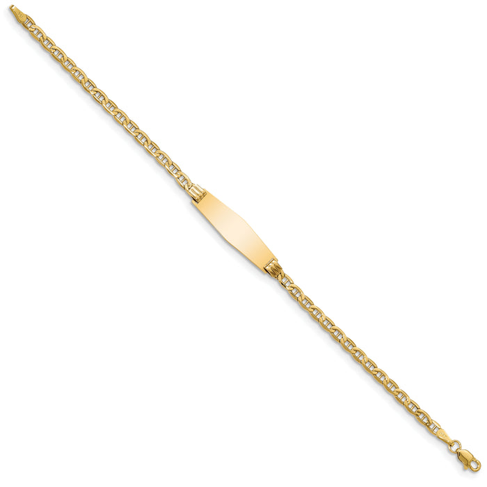 14k Semi-solid Soft Diamond Shape Anchor Link ID Bracelet-DCID105C-7