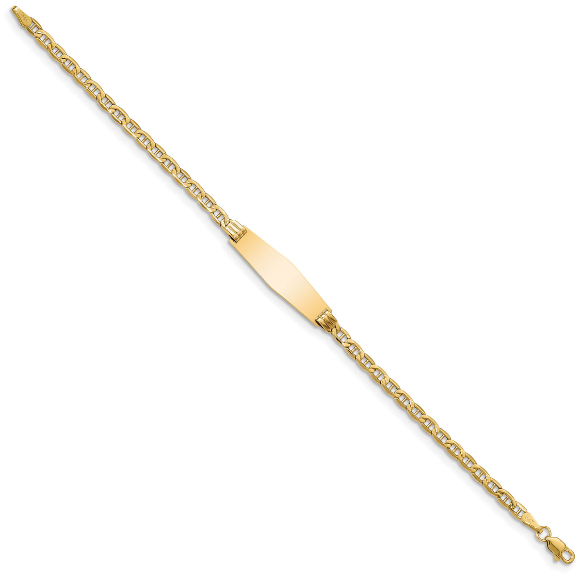 14k Semi-solid Soft Diamond Shape Anchor Link ID Bracelet-DCID105C-8