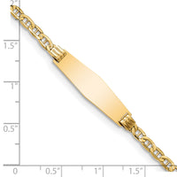 14k Semi-solid Soft Diamond Shape Anchor Link ID Bracelet-DCID105C-7