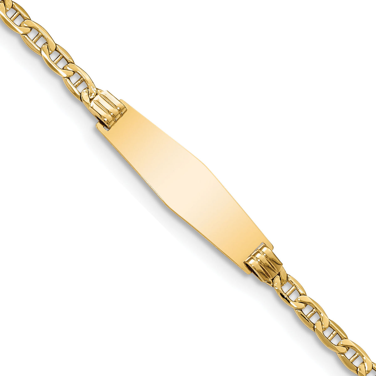 14k Semi-solid Soft Diamond Shape Anchor Link ID Bracelet-DCID105C-8