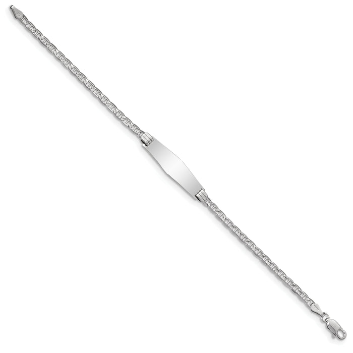 14k WG Semi-Solid Soft Diamond Shape Anchor Link ID Bracelet-DCID105CW-7