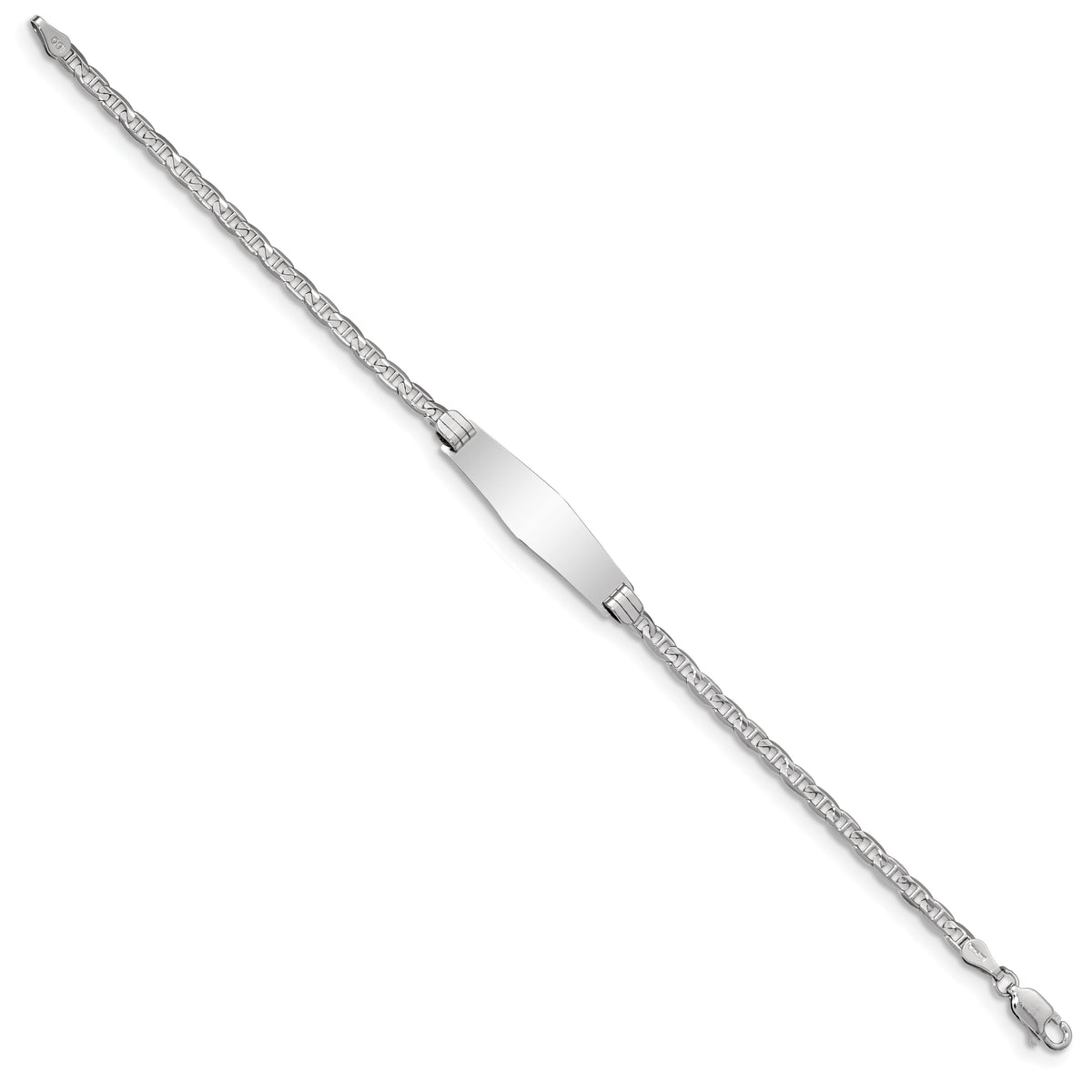 14k WG Semi-Solid Soft Diamond Shape Anchor Link ID Bracelet-DCID105CW-8