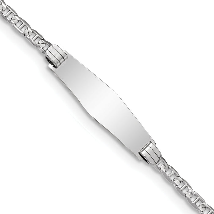 14k WG Semi-Solid Soft Diamond Shape Anchor Link ID Bracelet-DCID105CW-7