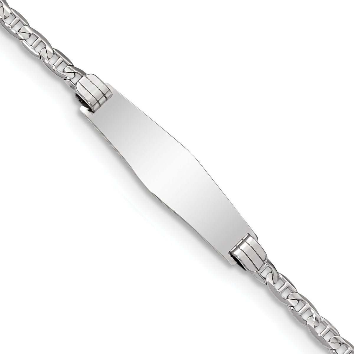 14k WG Semi-Solid Soft Diamond Shape Anchor Link ID Bracelet-DCID105CW-8