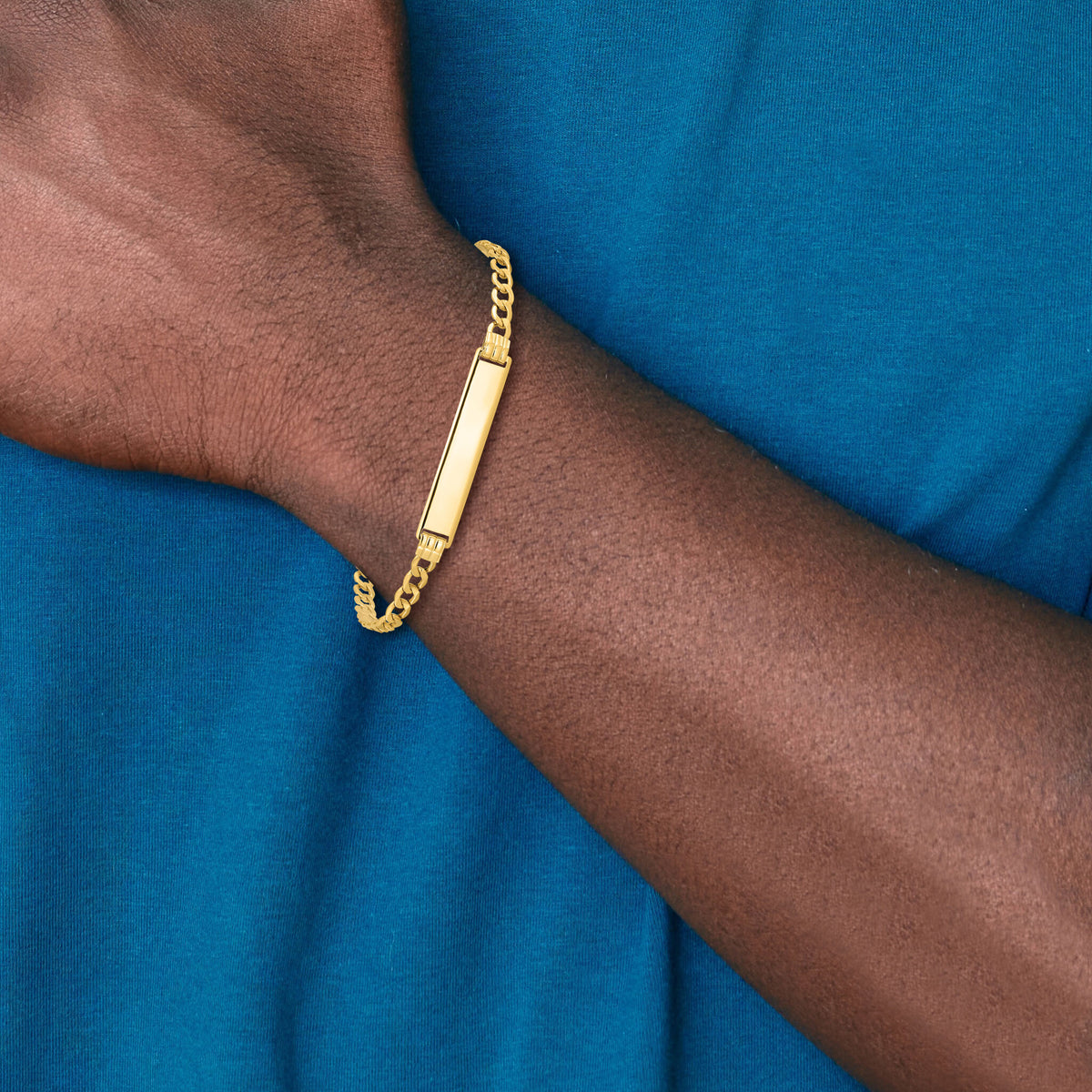 14k Semi-Solid Polished Cuban ID Bracelet-DCID106-7