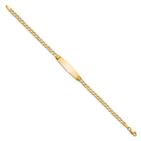 14k Semi-solid Soft Diamond Shape Cuban Link ID Bracelet-DCID106C-7
