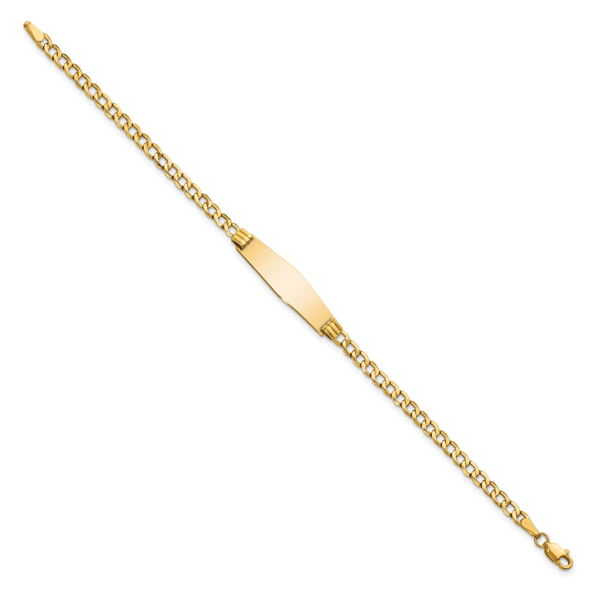 14k Semi-solid Soft Diamond Shape Cuban ID Bracelet-DCID106C-8