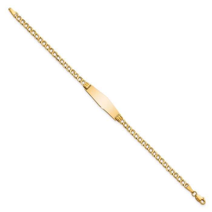 14k Semi-solid Soft Diamond Shape Cuban ID Bracelet-DCID106C-8