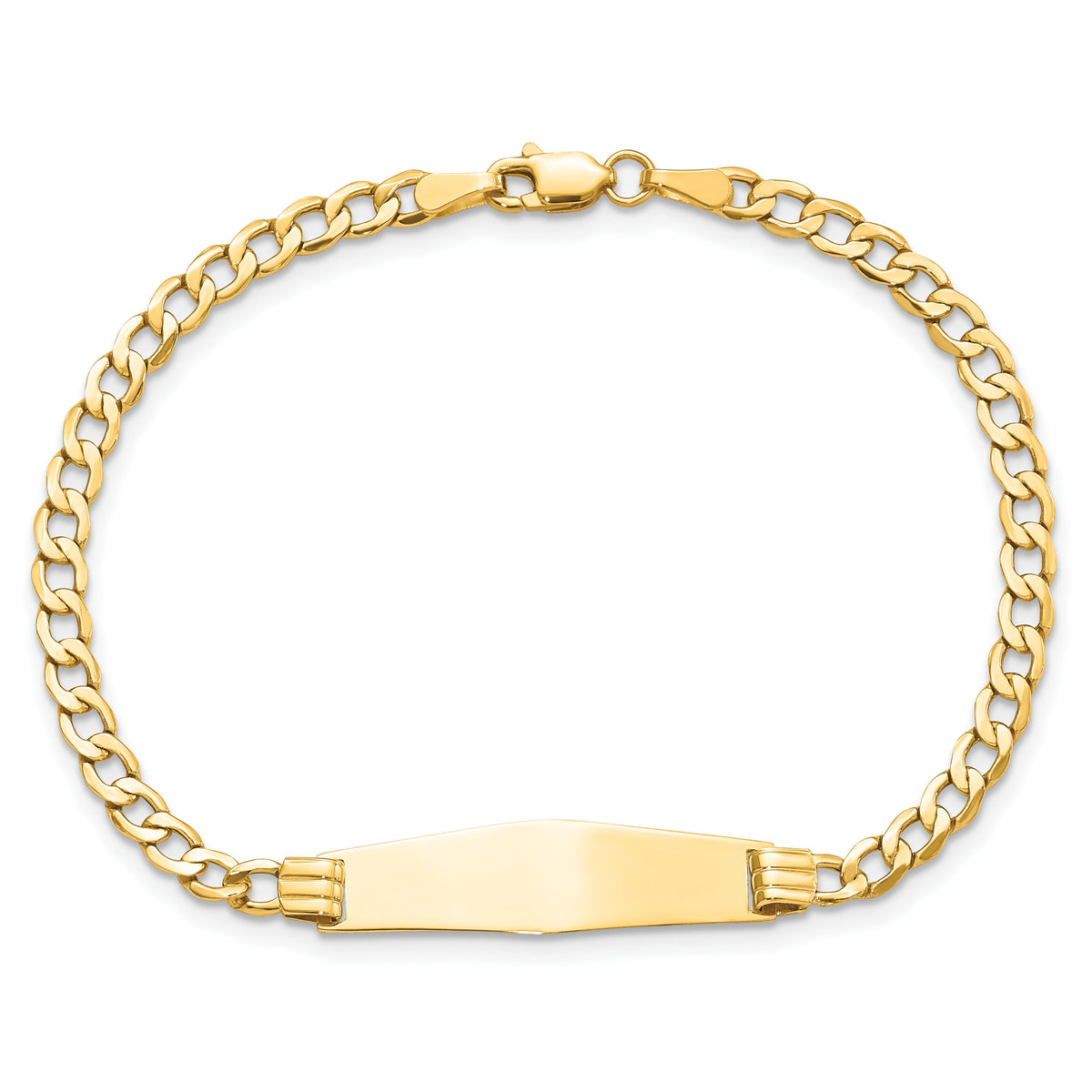 14k Semi-solid Soft Diamond Shape Cuban ID Bracelet-DCID106C-8