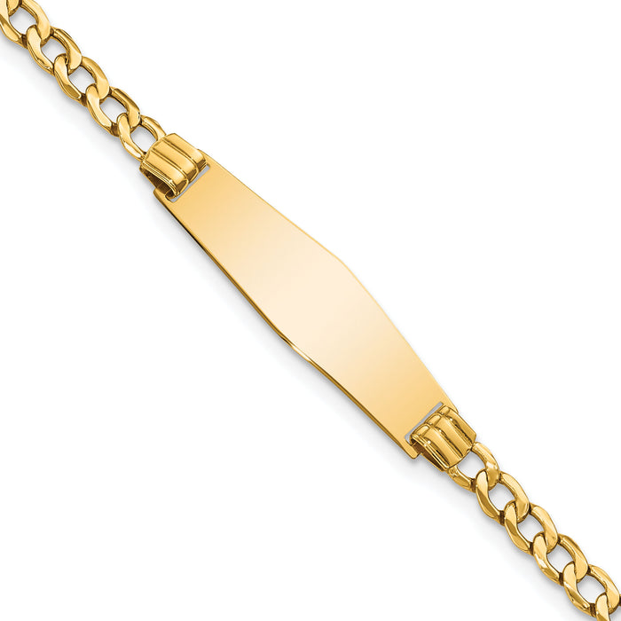14k Semi-solid Soft Diamond Shape Cuban Link ID Bracelet-DCID106C-7