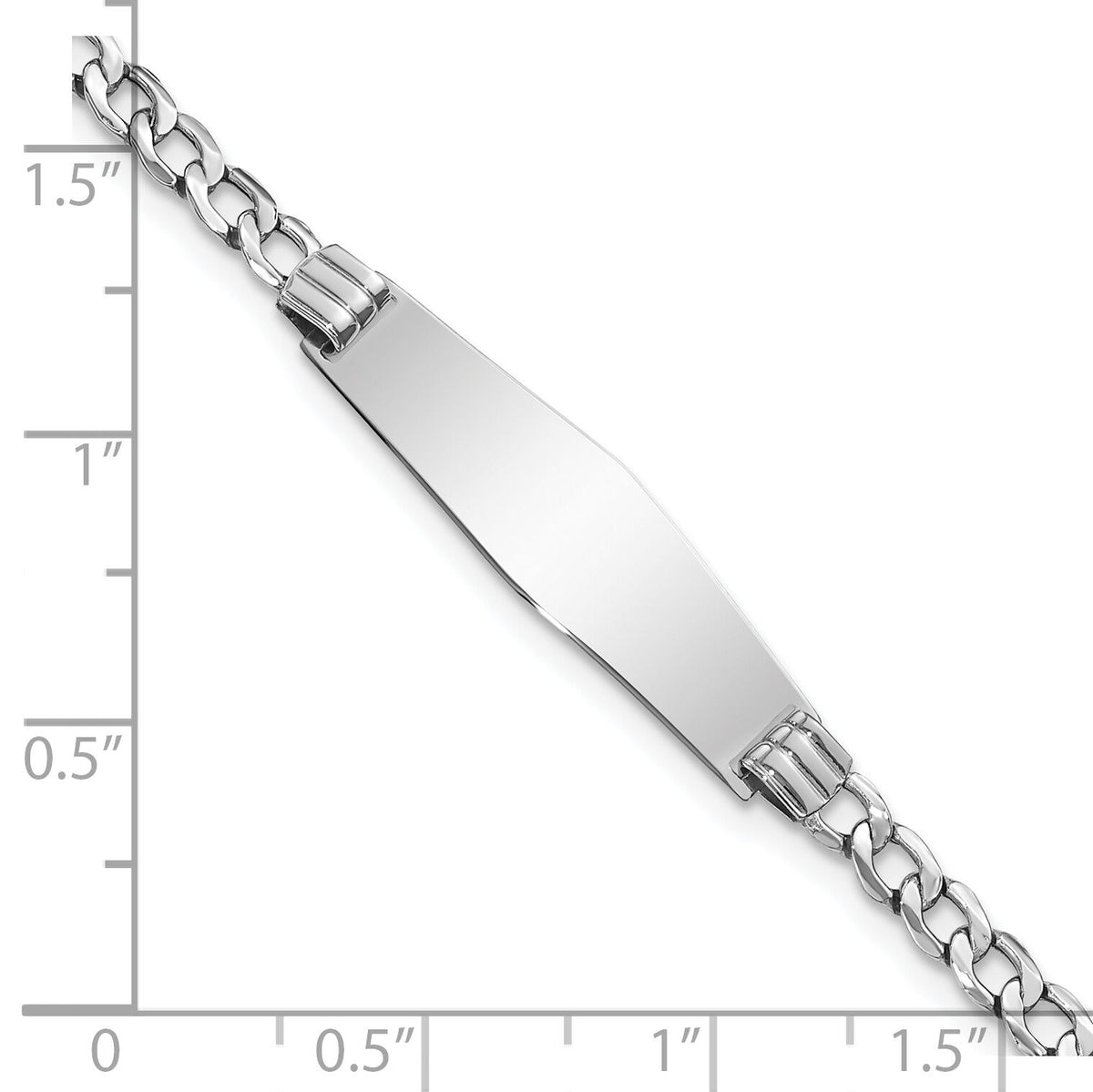 14k WG Semi-solid Soft Diamond Shape Cuban Link ID Bracelet-DCID106CW-7