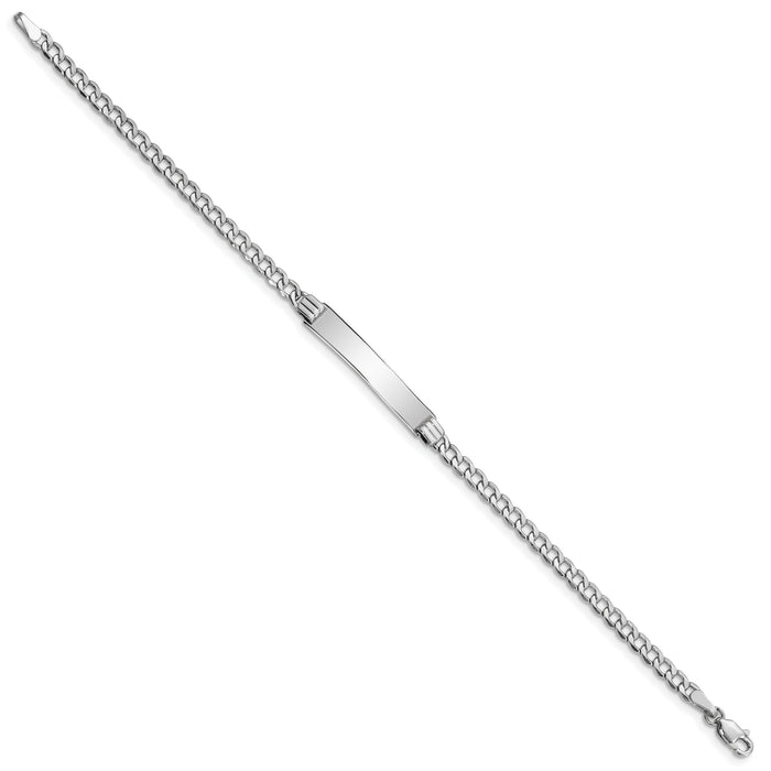 14k WG Polished Semi-Solid Cuban Link ID Bracelet-DCID106W-8