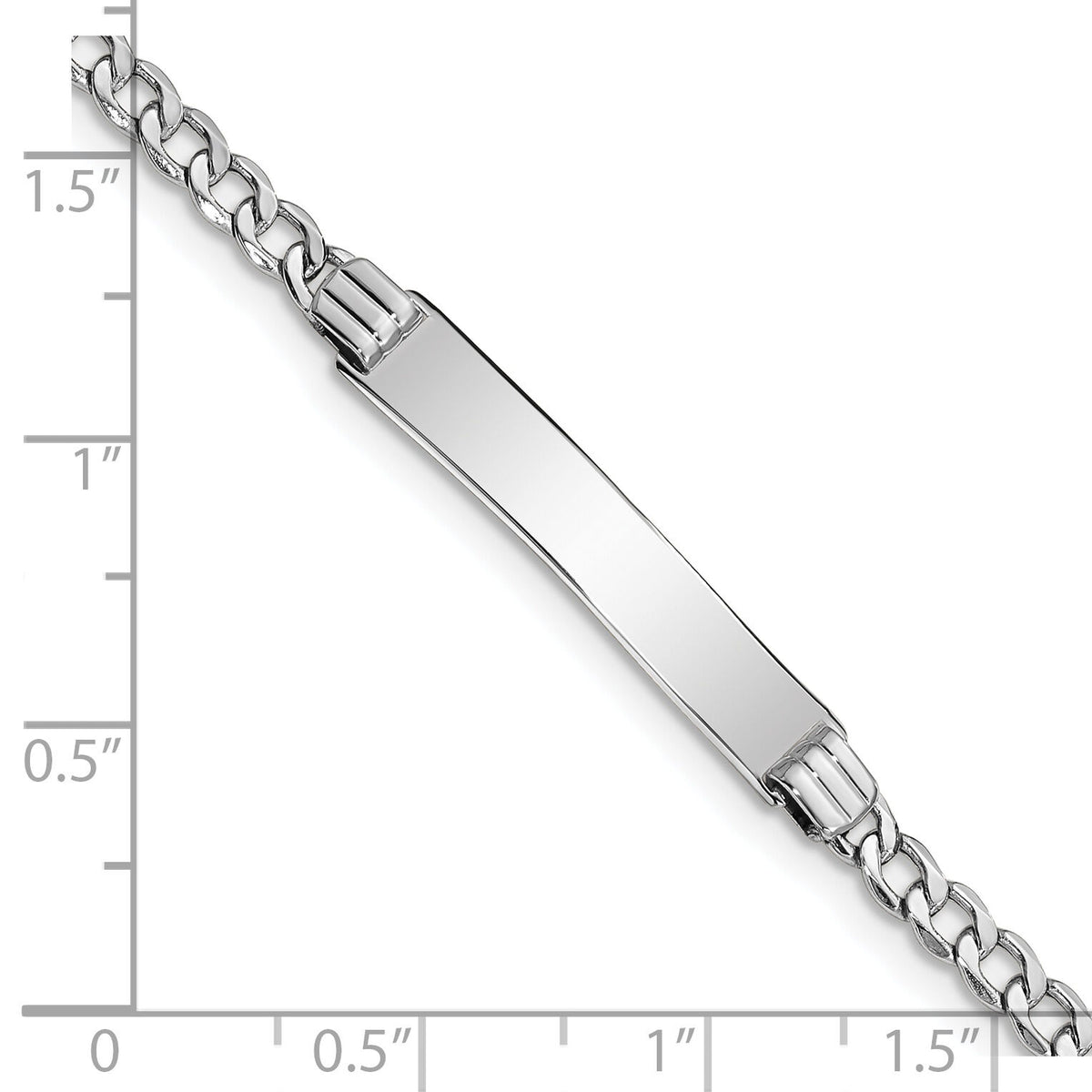 14k WG Polished Semi-Solid Cuban Link ID Bracelet-DCID106W-8
