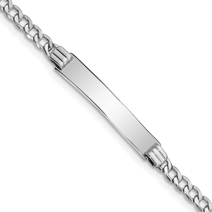 14k WG Polished Semi-Solid Cuban Link ID Bracelet-DCID106W-7
