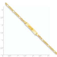 14k Semi-solid Polished Figaro Link ID Bracelet-DCID107-7