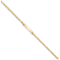 14k Semi-solid Polished Figaro Link ID Bracelet-DCID107-7