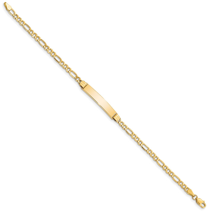 14k Semi-solid Polished Figaro Link ID Bracelet-DCID107-7